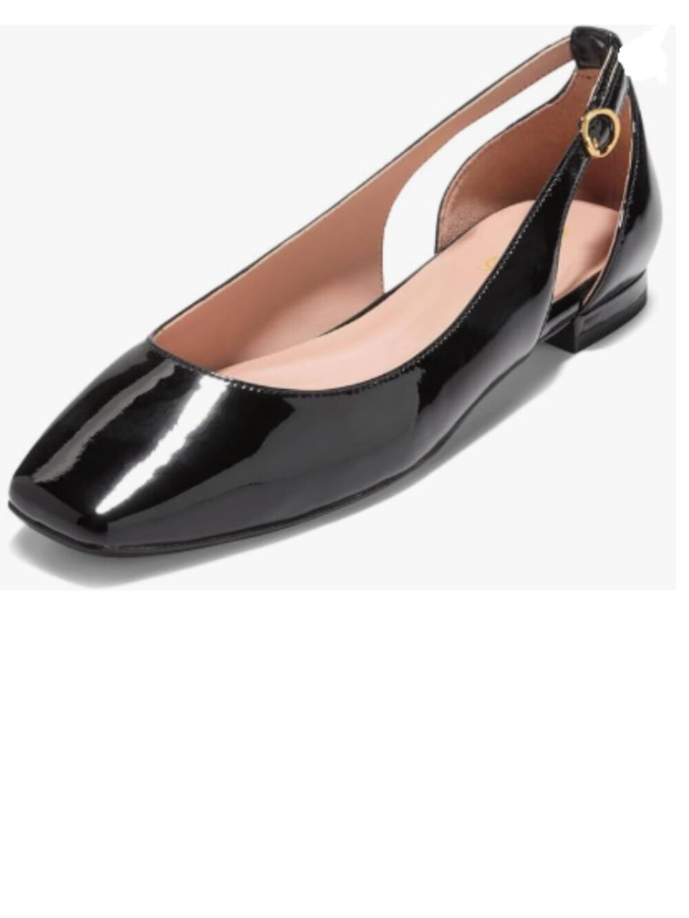FOWT Black Square Toe Buckled Comfortable Slip on Cutout Low Heel Casual Shoes